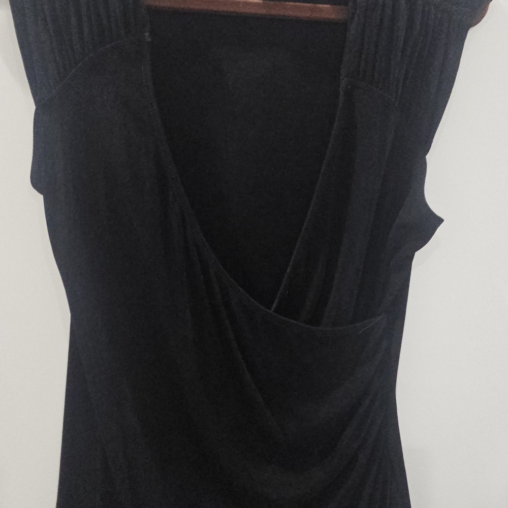 Chico's Slinky Stretch Black Cap-sleeve Top, Size 1